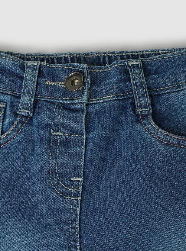 Girls Slim Fit Washed Jeans