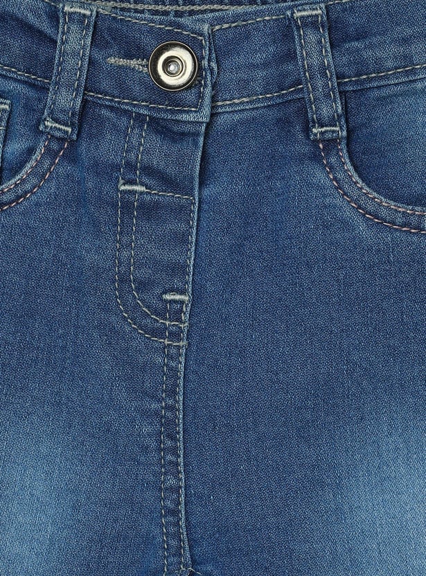 Girls Slim Fit Washed Jeans