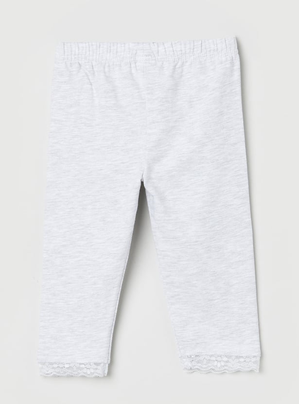 Girls Full-Length Leggings with Lace Hem