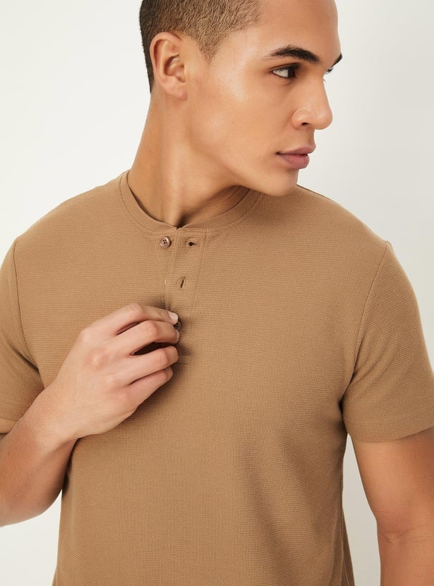 Men Knit Henley T-shirt