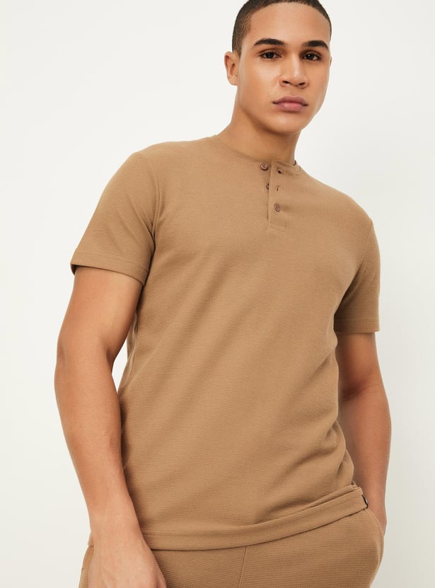 Men Knit Henley T-shirt
