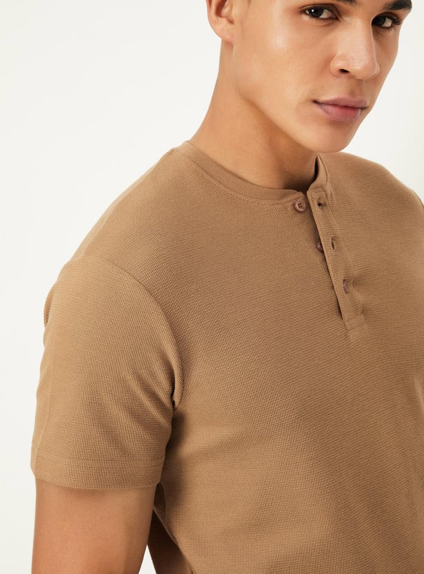 Men Knit Henley T-shirt