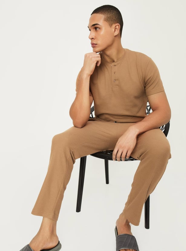 Men Knit Henley T-shirt