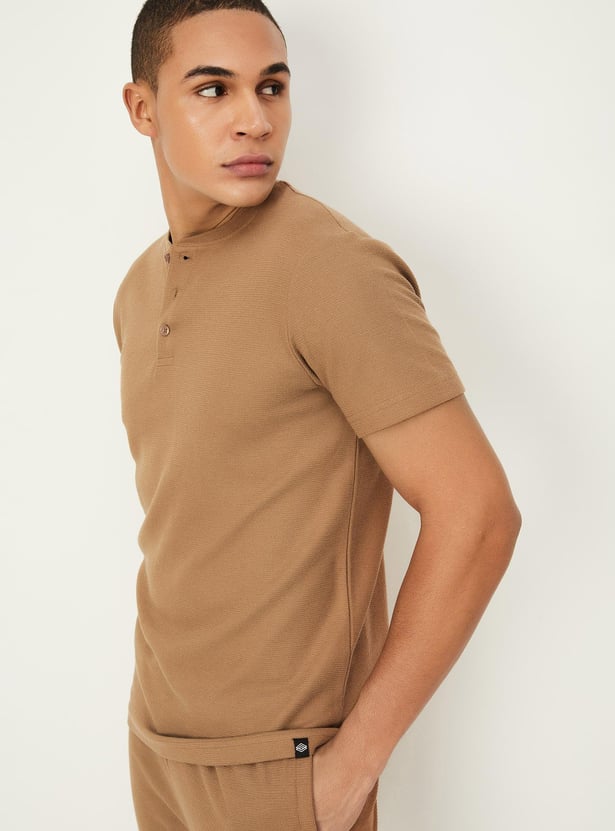 Men Knit Henley T-shirt