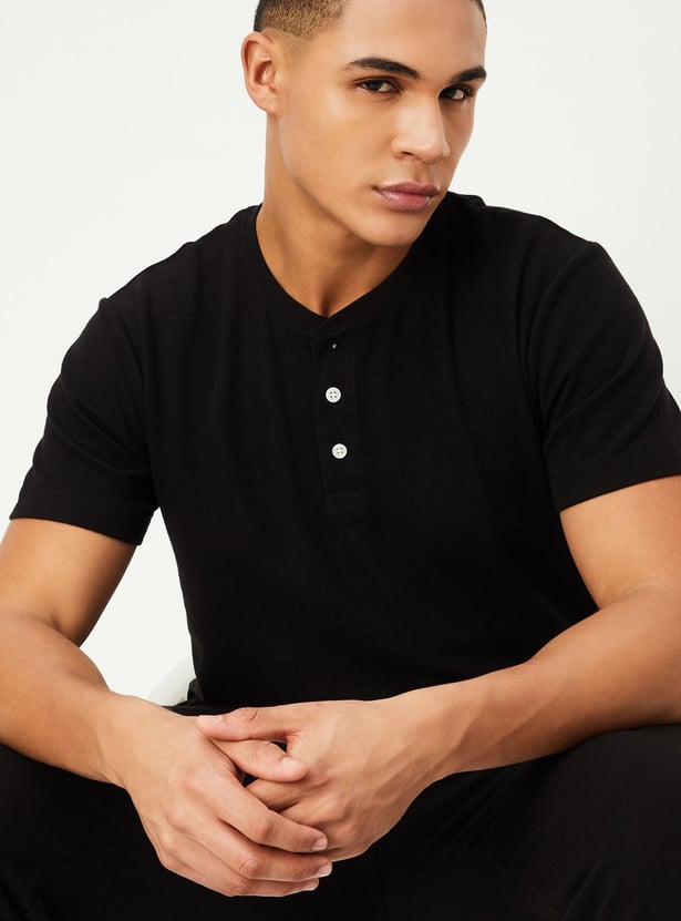 Men Knit Henley T-shirt