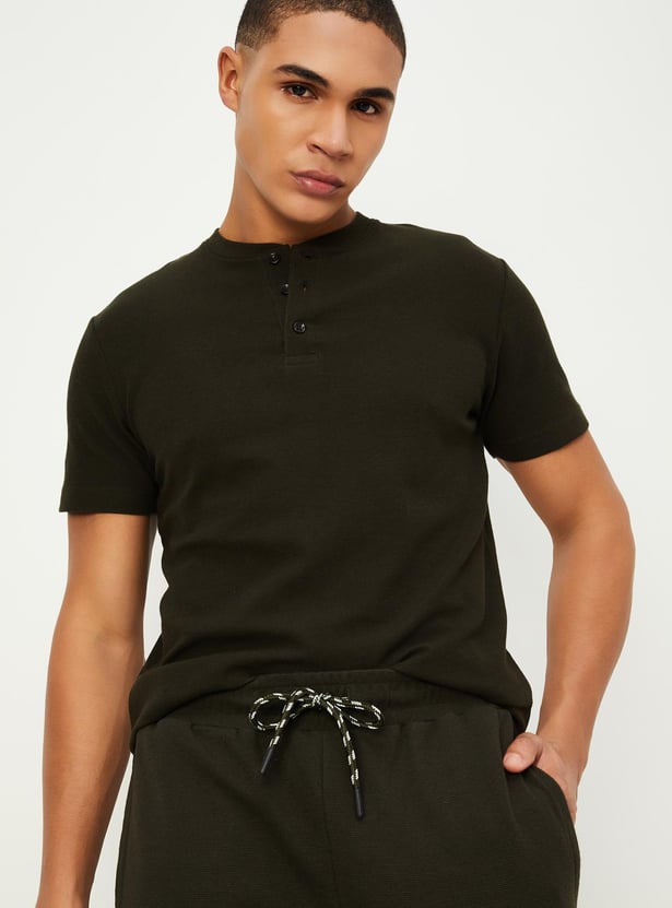Men Knit Henley T-shirt