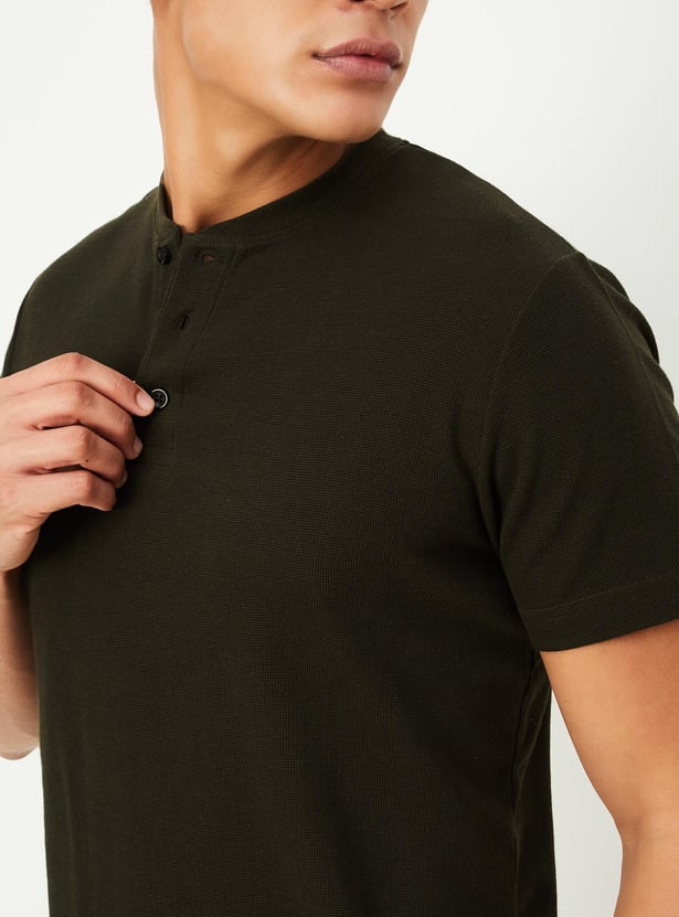 Men Knit Henley T-shirt