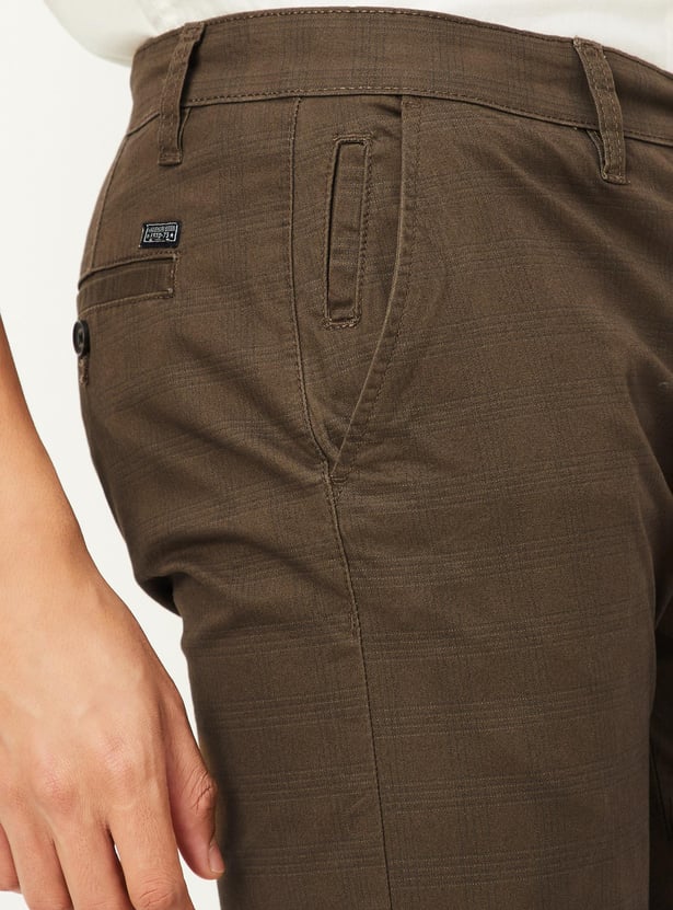 Men Checked Carrot Fit Stretch Chinos