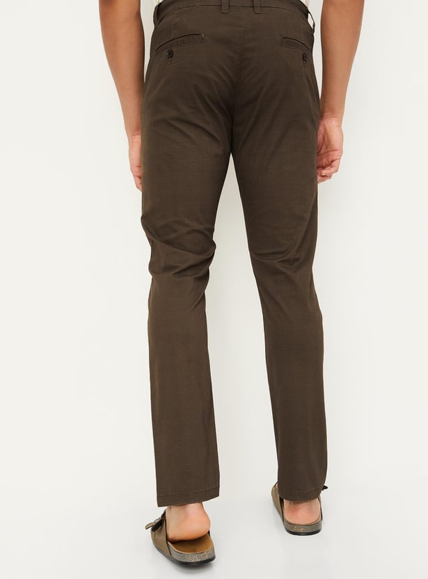 Men Checked Carrot Fit Stretch Chinos