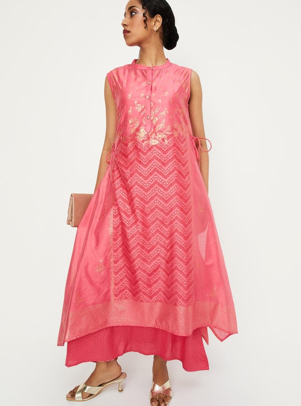 Women Foil Printed Layered Kurta