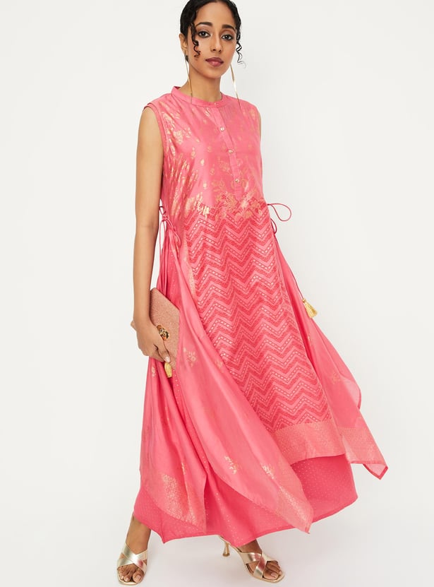 Women Foil Printed Layered Kurta