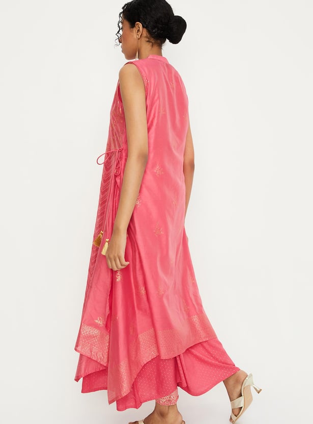 Women Foil Printed Layered Kurta