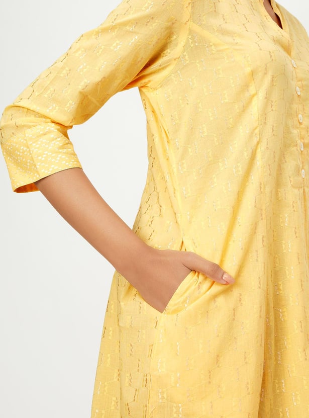 Women Woven Kalidar Kurta
