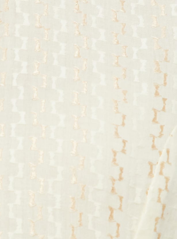 Chanderi Gold Puff Printed Calf Length Kalidar Kurta