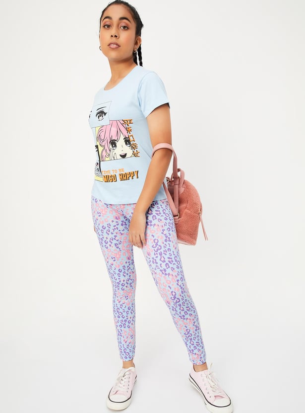 Girls Printed Full-Length Leggings