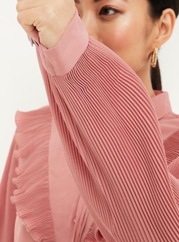 Women Solid Tie-Up Neck Top