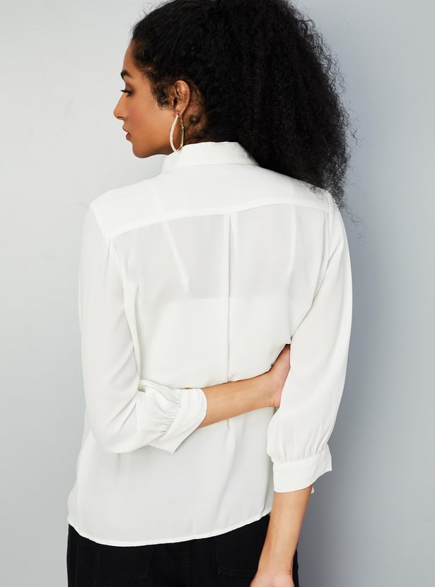 Women Semi-Formal Shirt with Cuff Buckle Detailing