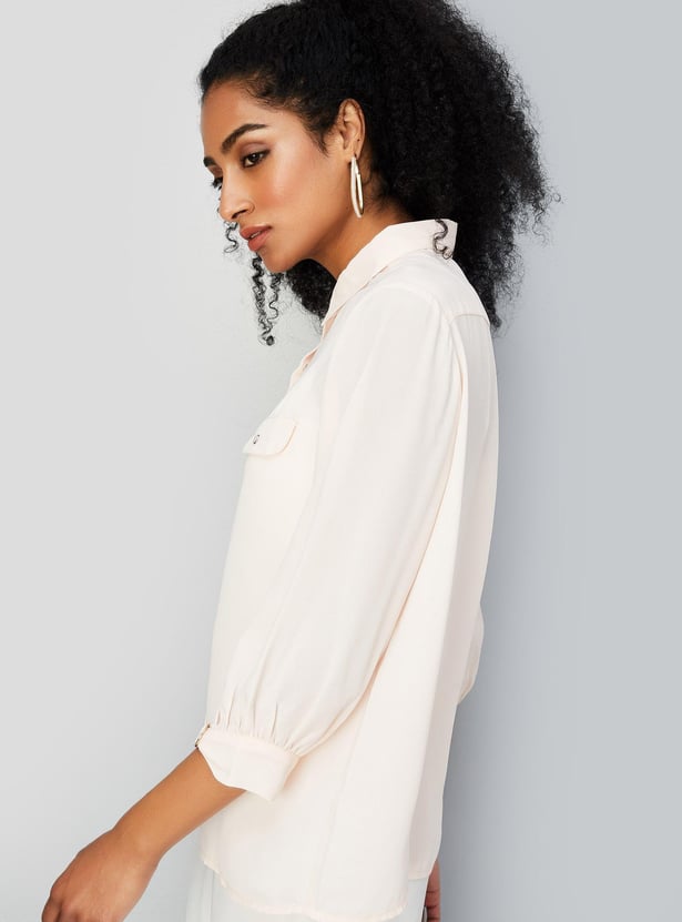 Women Semi-Formal Shirt with Cuff Buckle Detailing