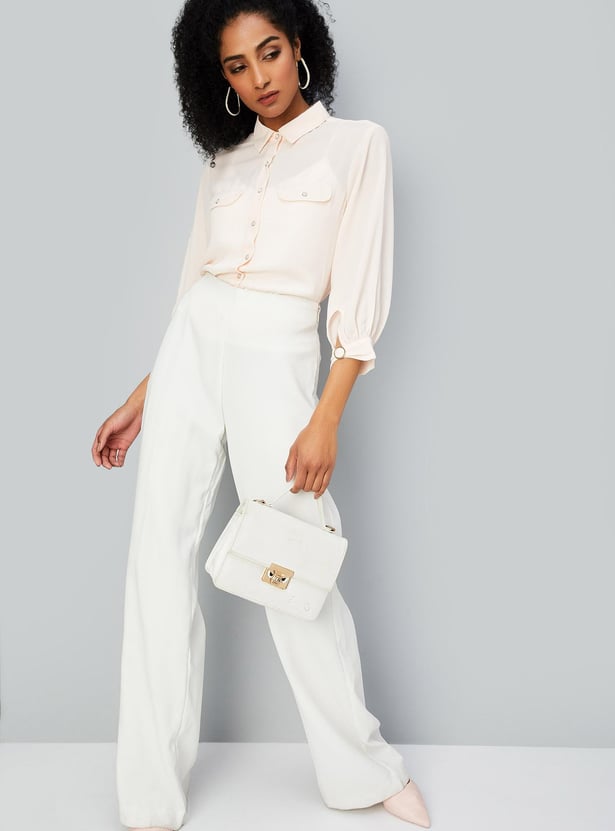 Women Semi-Formal Shirt with Cuff Buckle Detailing