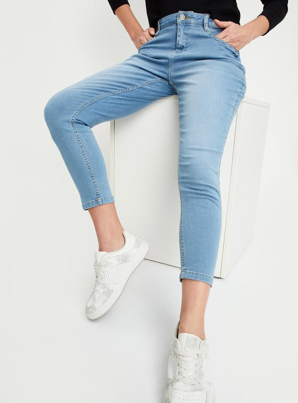 Women Washed Ankle Grazer Jeans