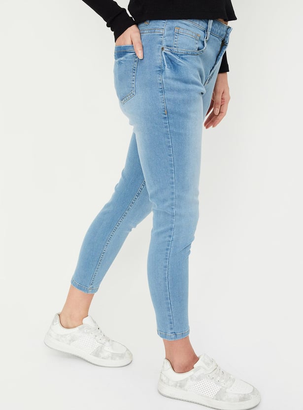 Women Washed Ankle Grazer Jeans