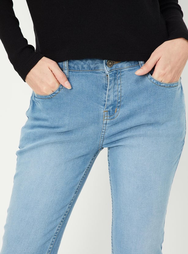Women Washed Ankle Grazer Jeans