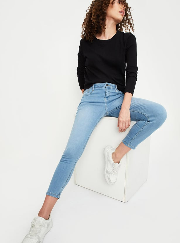 Women Washed Ankle Grazer Jeans