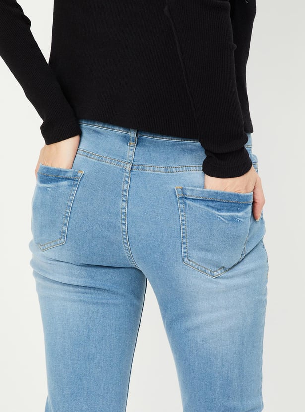 Women Washed Ankle Grazer Jeans