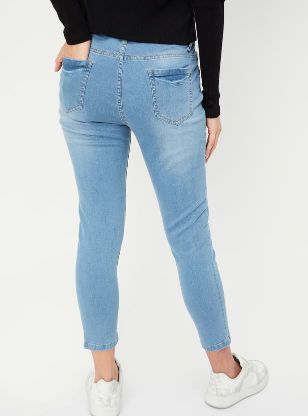 Women Washed Ankle Grazer Jeans