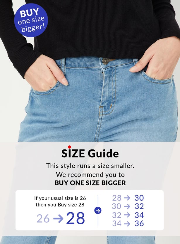 Women Washed Ankle Grazer Jeans