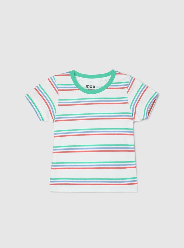 Boys Cotton Green Striped Shirt main image 0