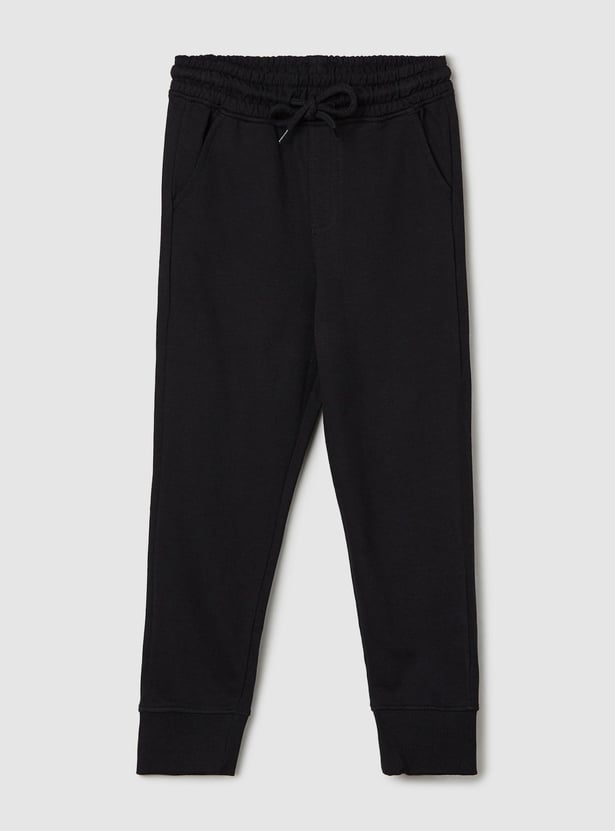 Boys Solid Cotton Joggers