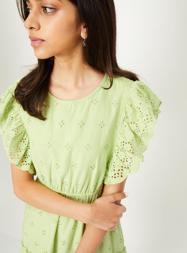 Girls Schiffli Tiered Dress