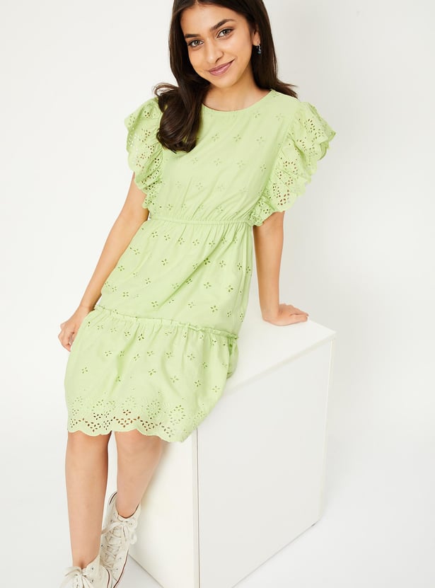 Girls Schiffli Tiered Dress