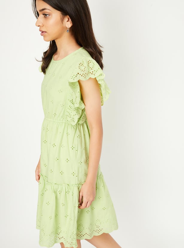 Girls Schiffli Tiered Dress