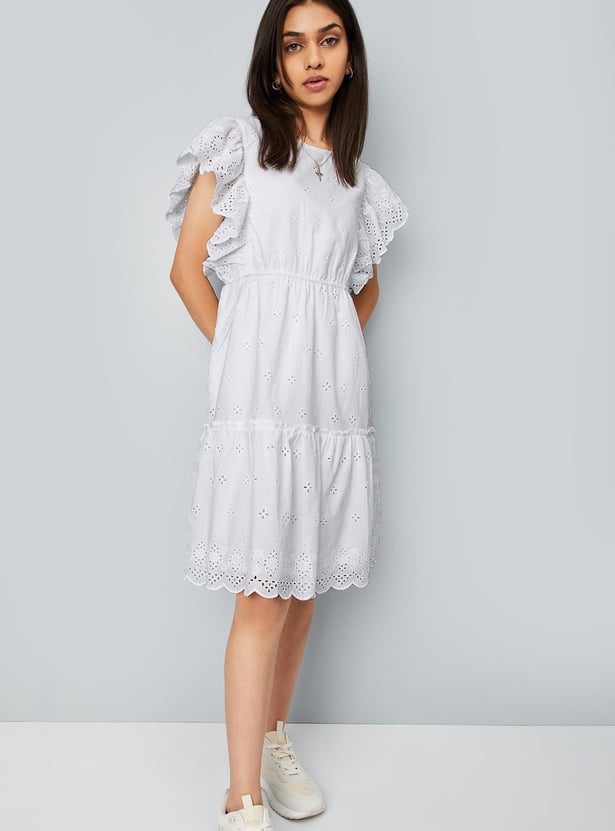 Girls Schiffli Tiered Dress