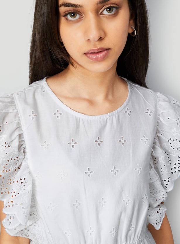 Girls Schiffli Tiered Dress