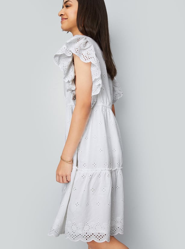 Girls Schiffli Tiered Dress