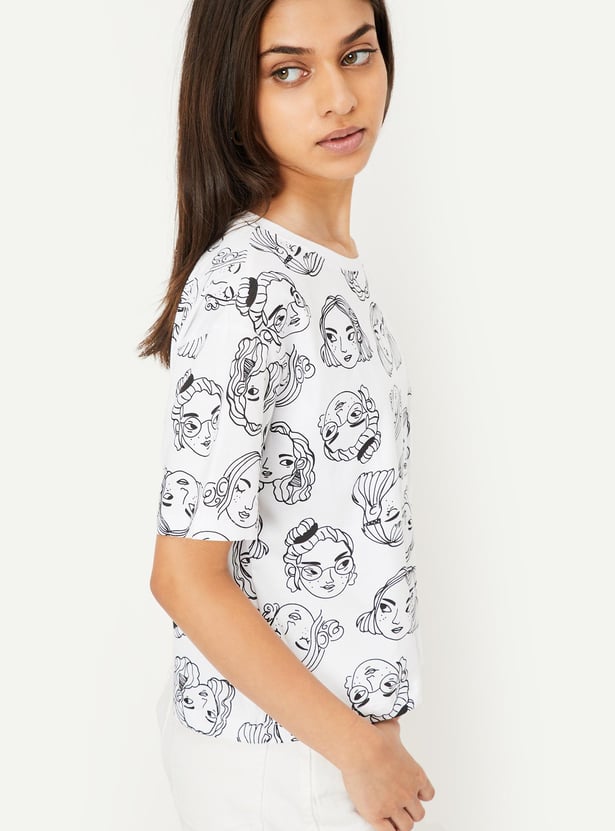 Girls Printed Boxy Crop T-shirt