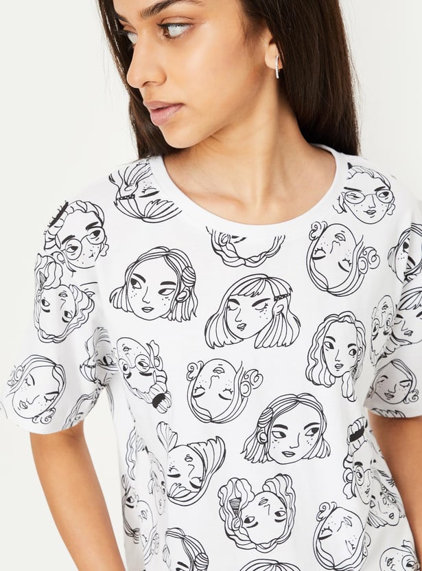 Girls Printed Boxy Crop T-shirt