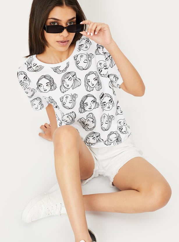 Girls Printed Boxy Crop T-shirt