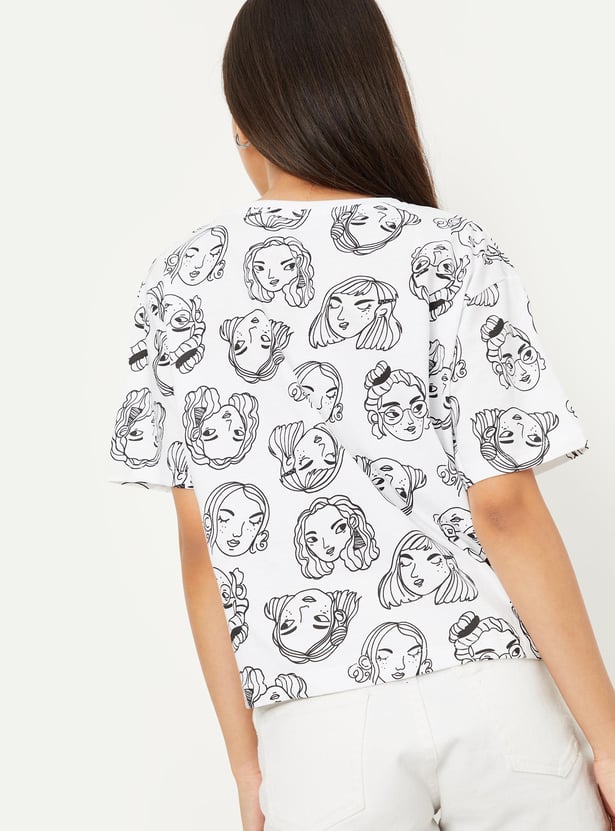 Girls Printed Boxy Crop T-shirt