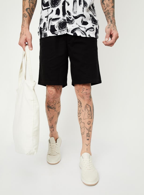 Men Solid Bermuda Shorts