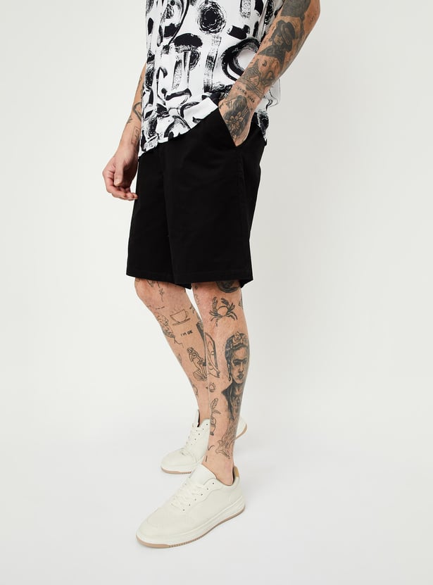 Men Solid Bermuda Shorts