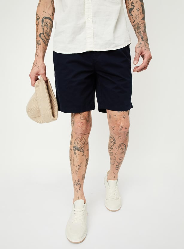Men Solid Bermuda Shorts