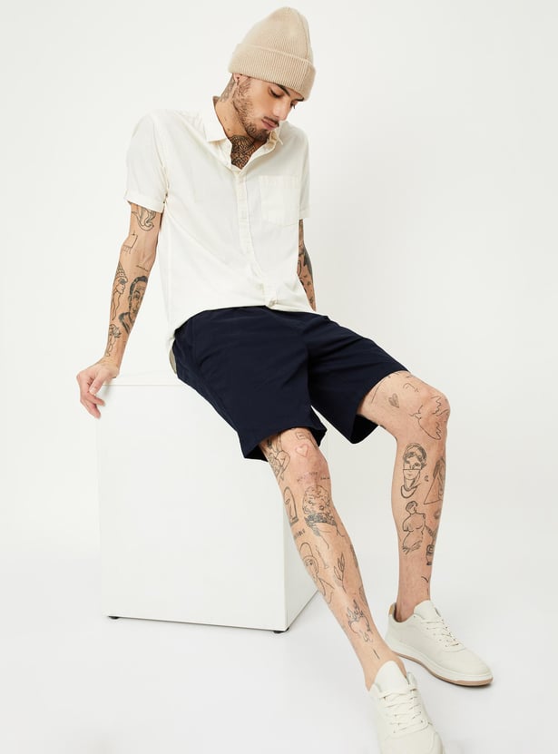 Men Solid Bermuda Shorts