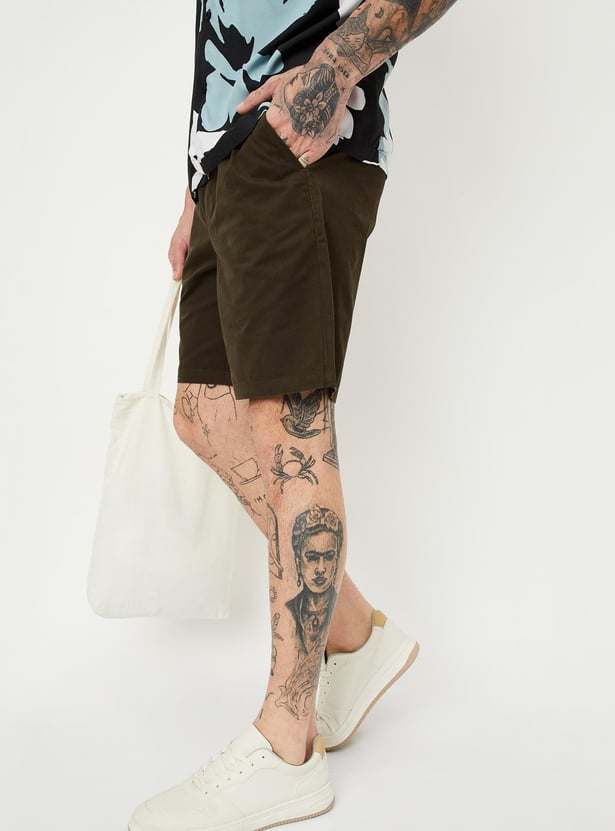 Men Solid Bermuda Shorts