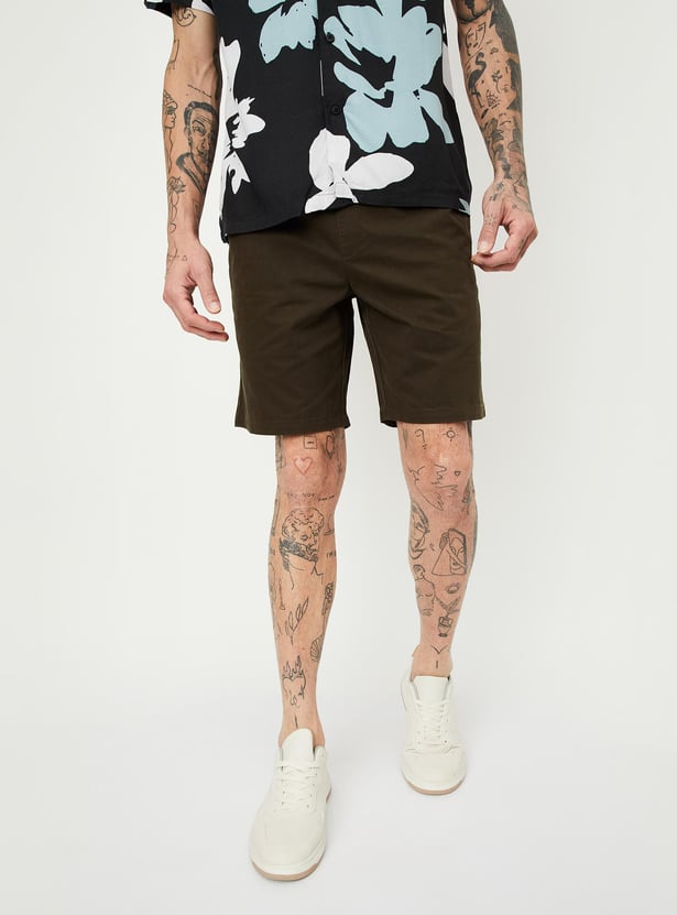 Men Solid Bermuda Shorts