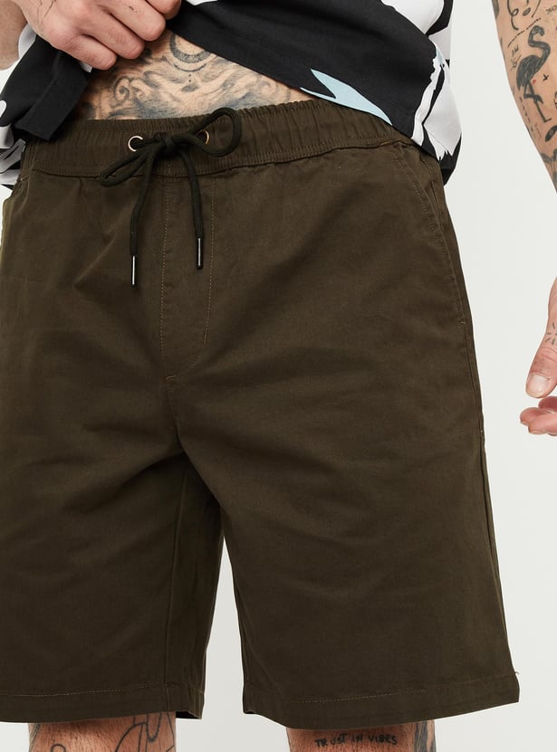 Men Solid Bermuda Shorts