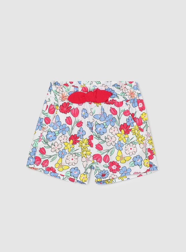 Girls Floral Printed Knit Shorts